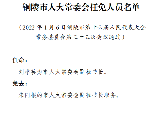 铜陵最新人事任免动态概览